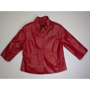 Terry Lewis Jacket Womens Size Medium Red Genuine Leather Classic Luxuries Coat